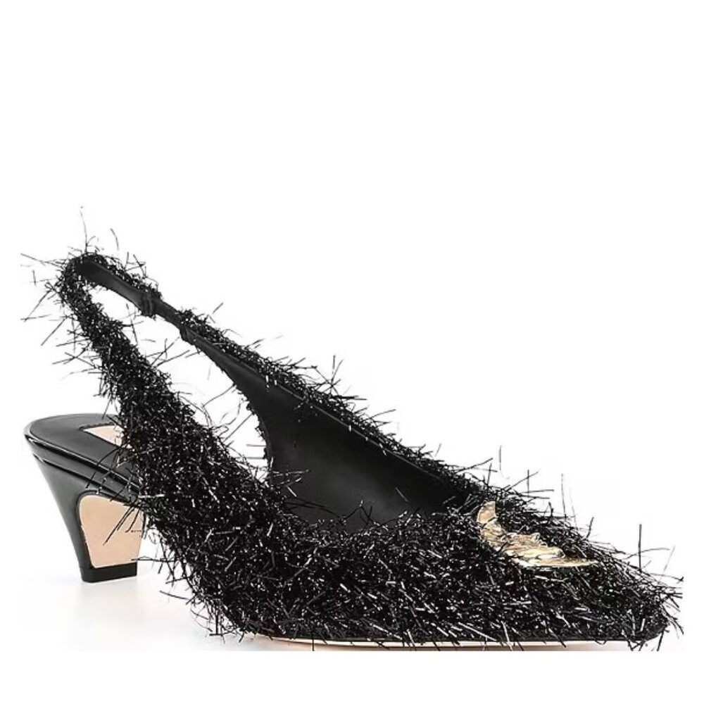 NEW Antonio Melani x Elizabeth Damrich Moon Boucle Frayed Detail Slingback Pumps - Picture 2 of 6